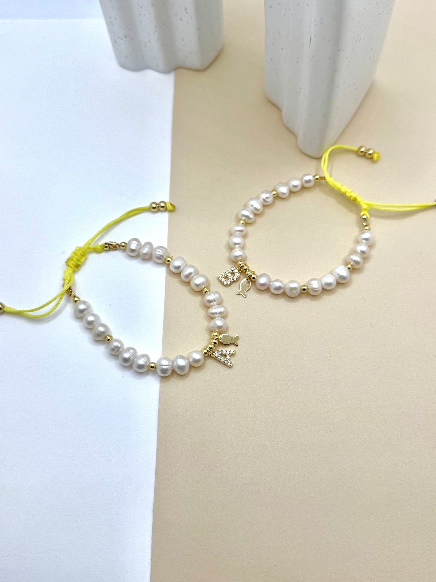 PEARL AND INITIAL BRACELET