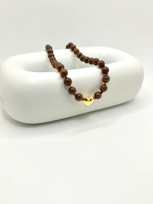 BROWN HEART NECKLACE