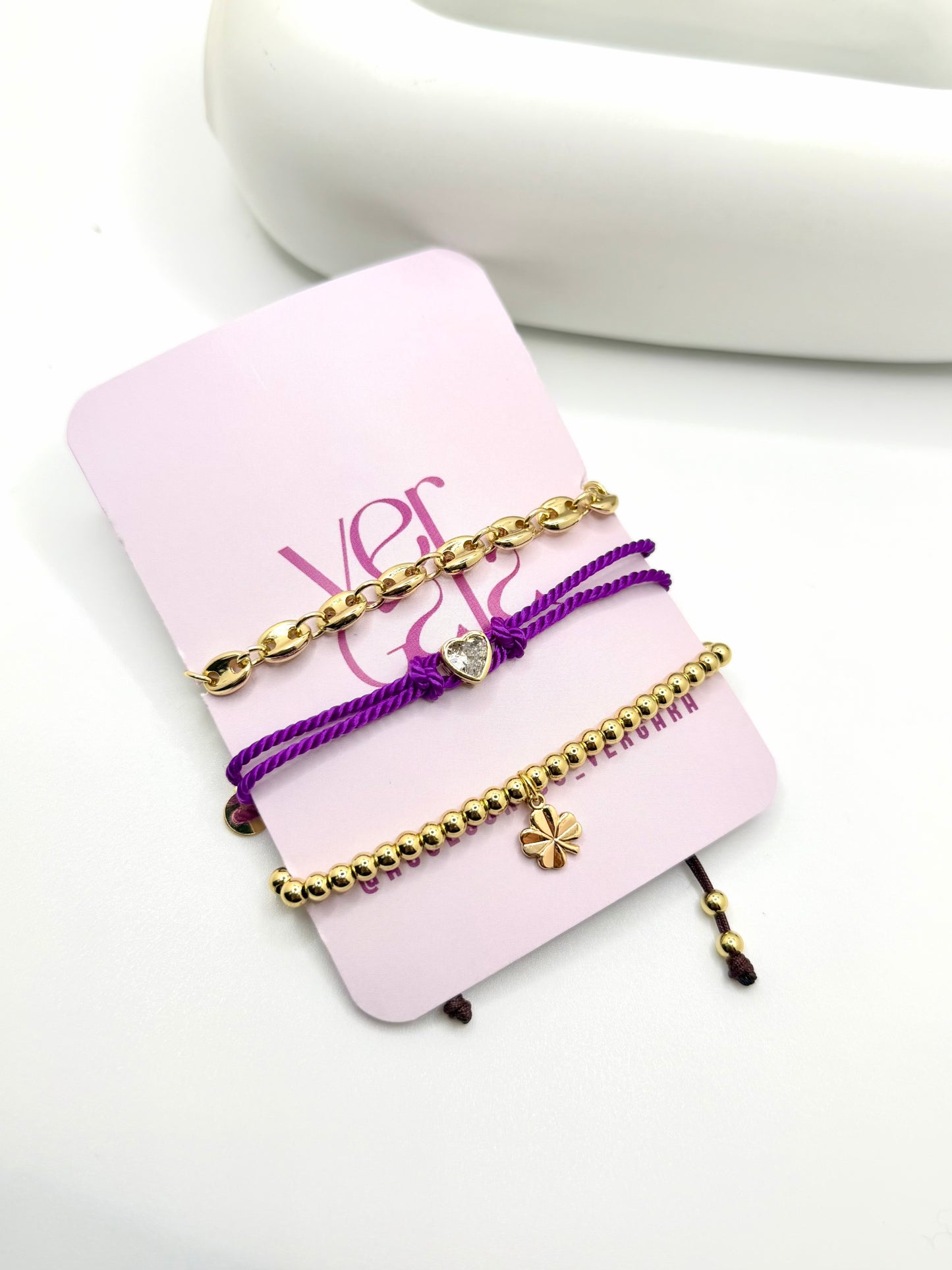 SET BRACELET PURPLE HEART