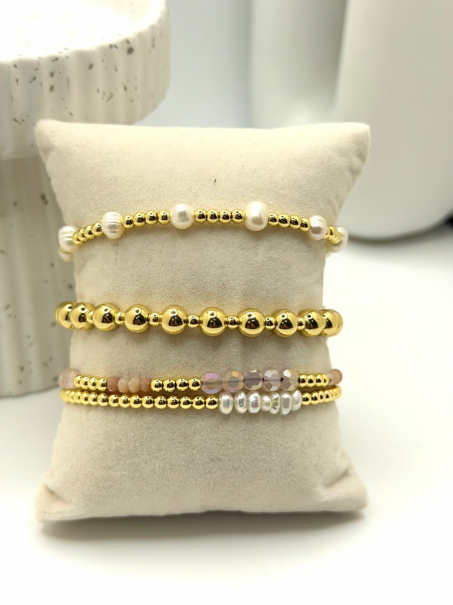 SET BRACELET PINK PEARLS