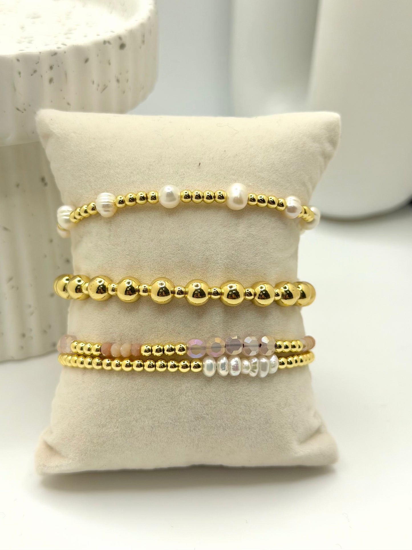 SET BRACELET PINK PEARLS
