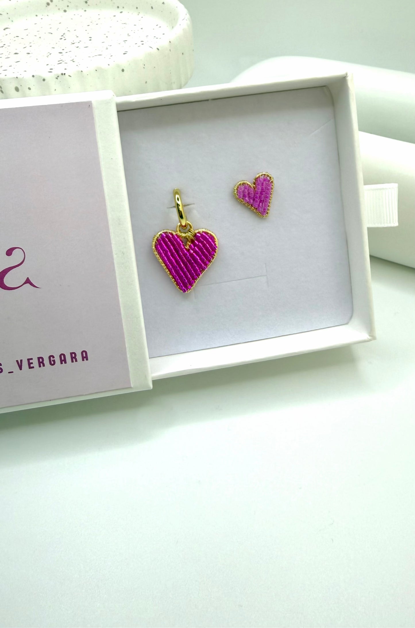 PINK HEART EARRING
