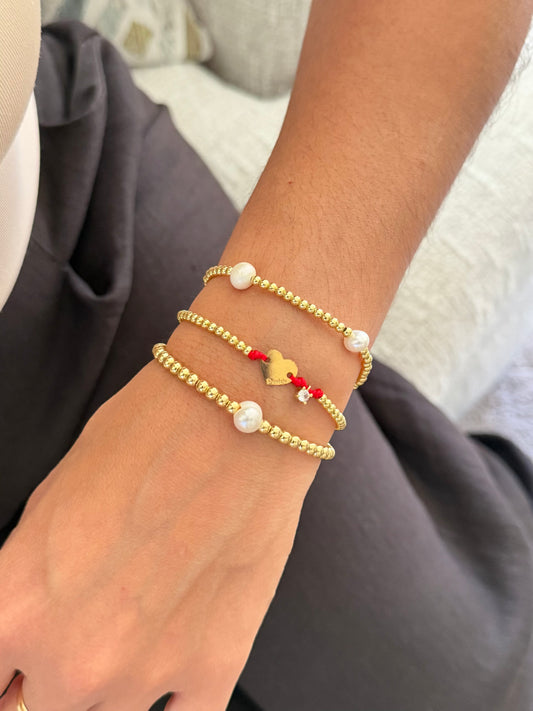RED PEARLS SET BRACELETS