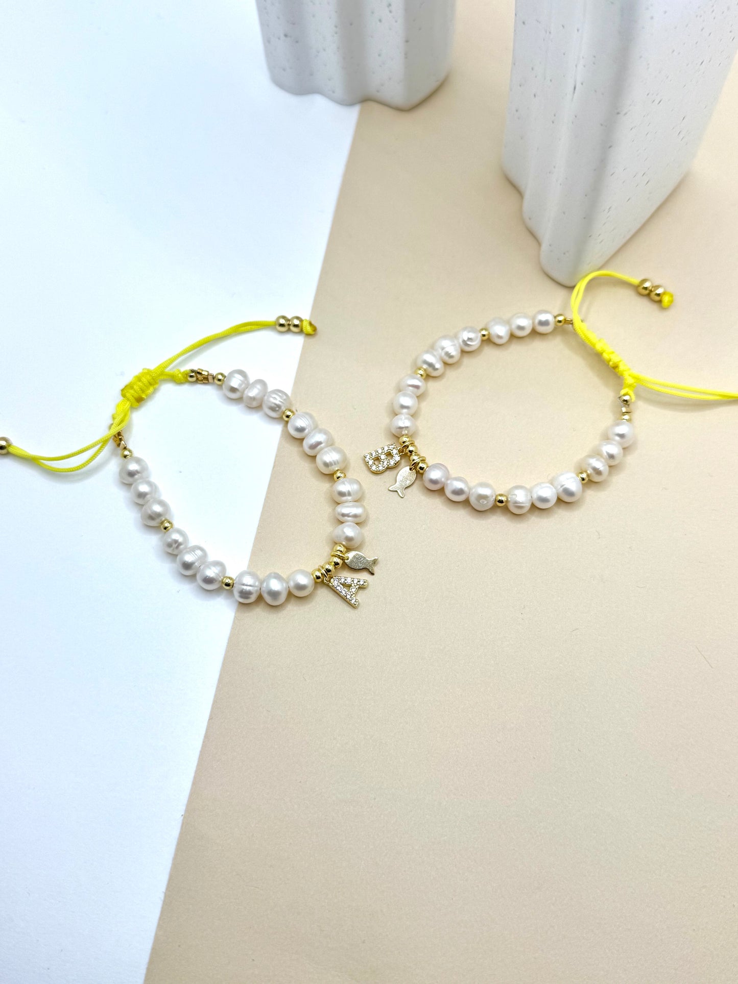 PEARL AND INITIAL BRACELET
