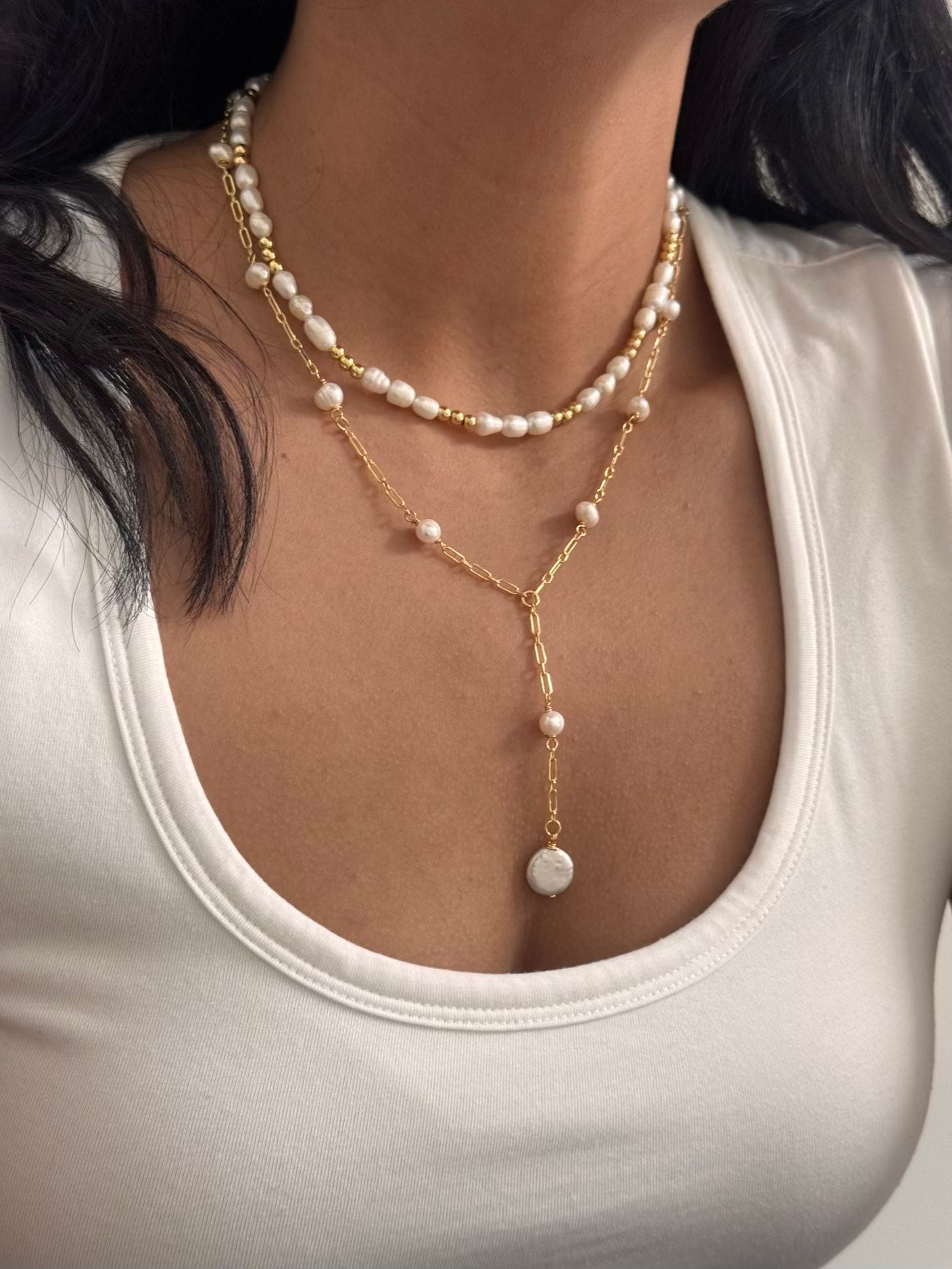 NECKLACE PEARL AND CHAIN